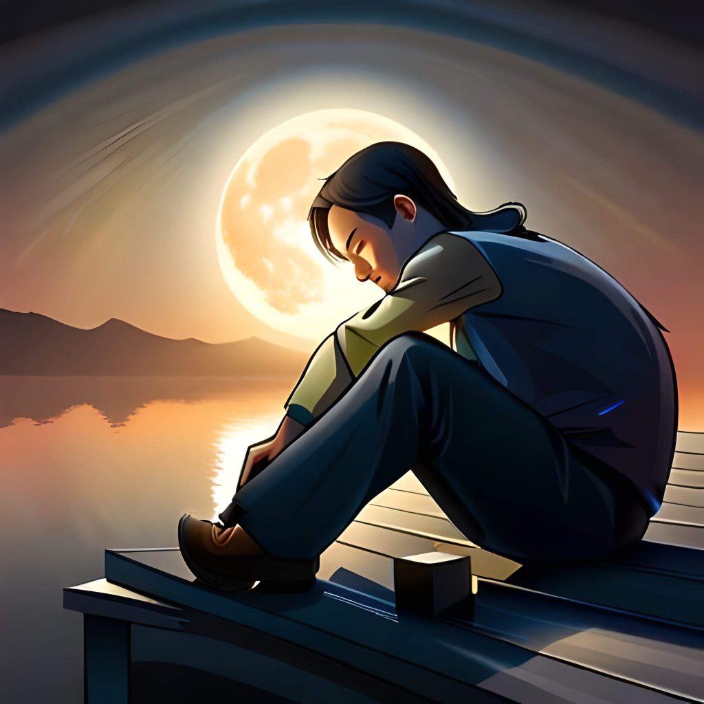 Young adult sitting on a pier thinking: I have no interests